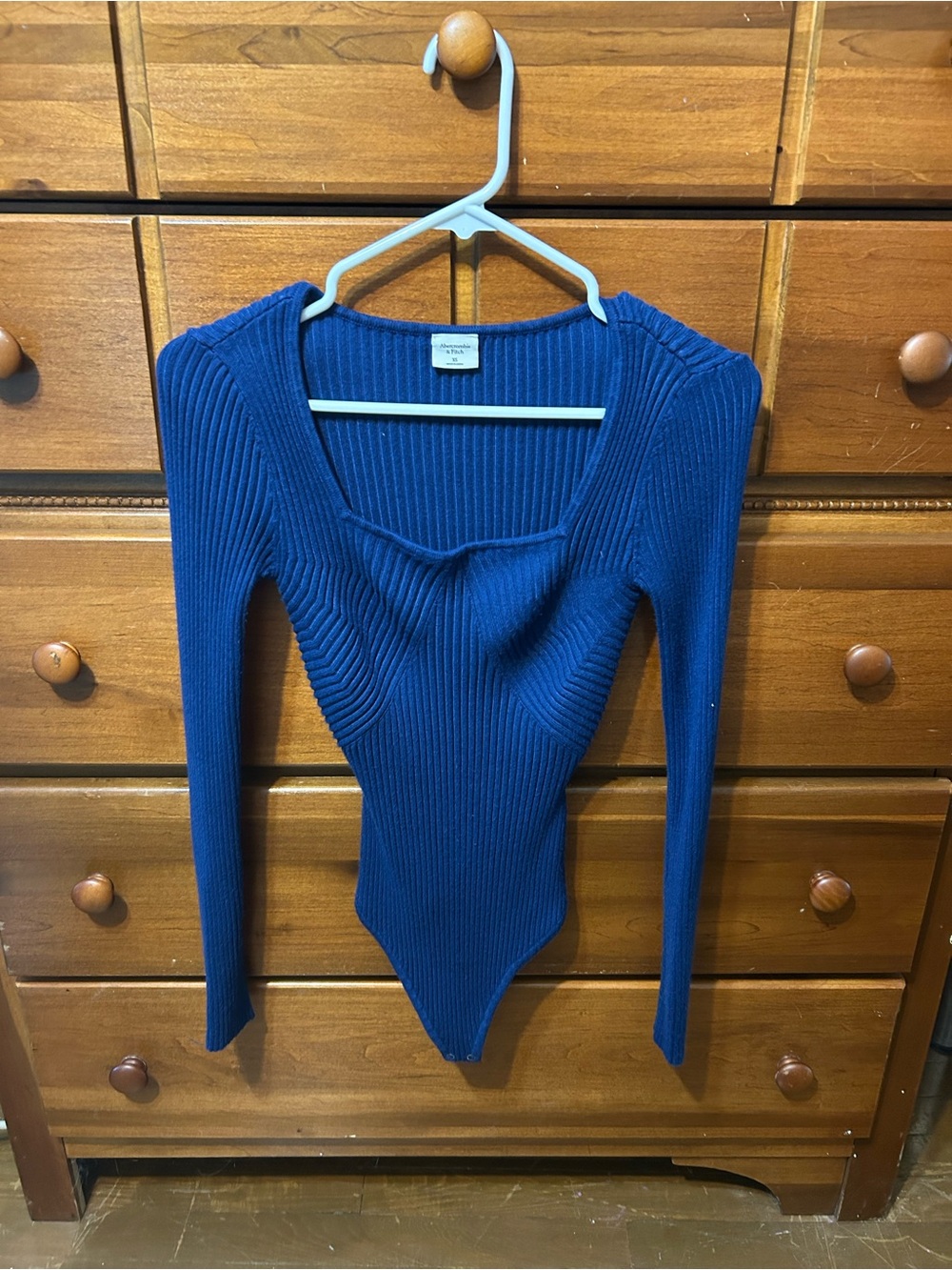 Blue Ribbed Abercrombie & Fitch Bodysuit